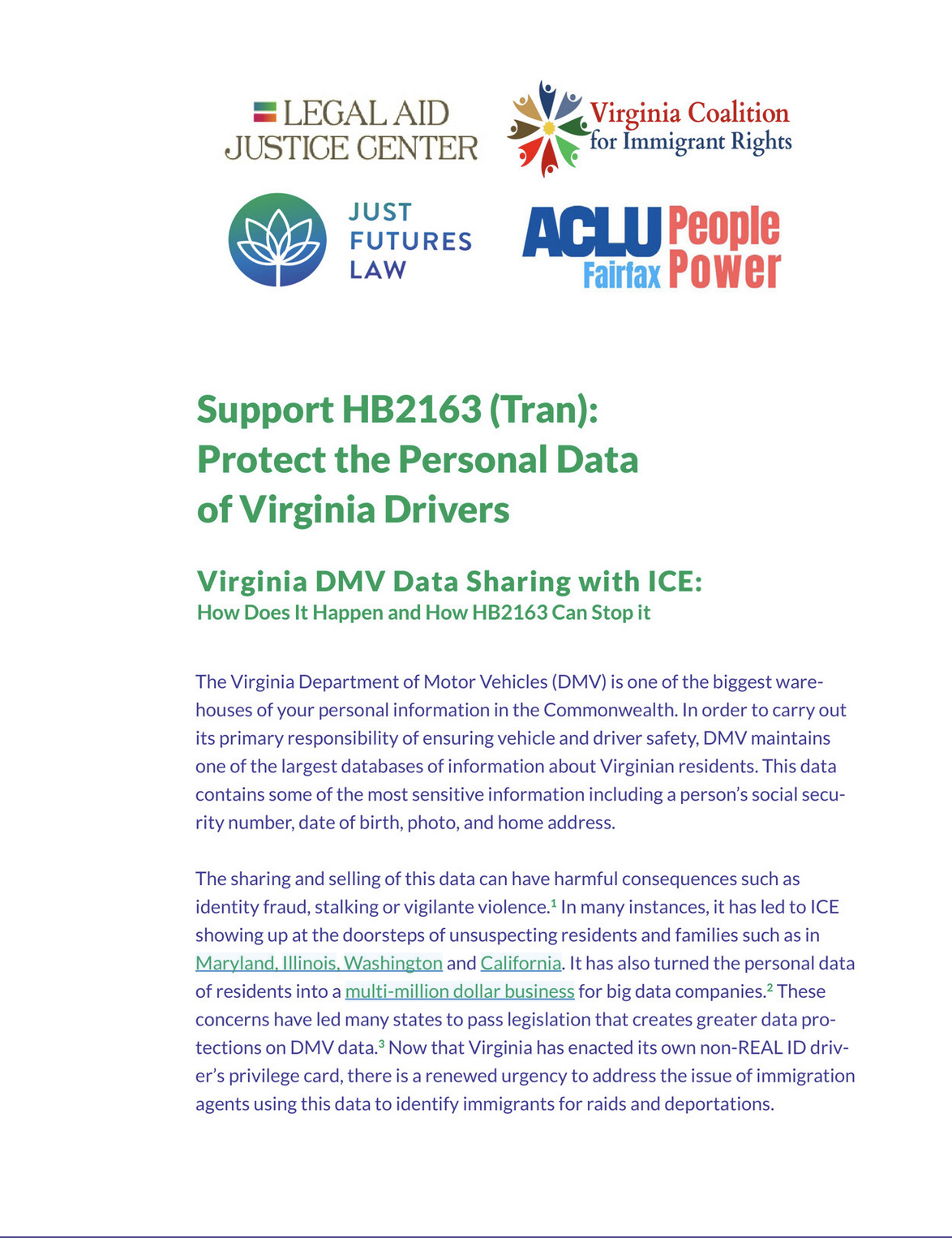 Virginia DMV Data Sharing W/ ICE: How It Happens & How We Can End It